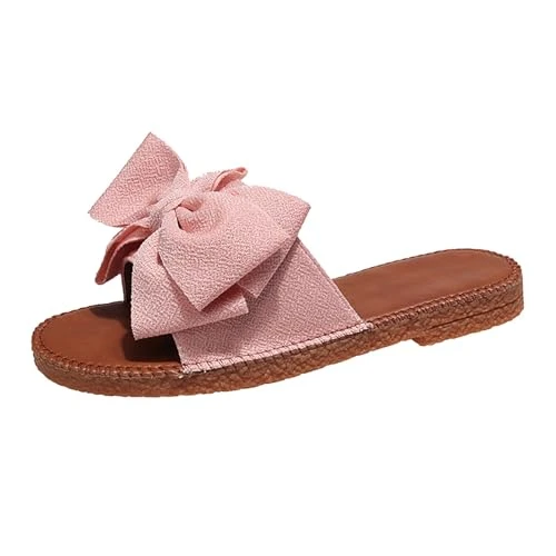 Women's Flat Sandals Summer Slides Elegant with Bow Sandals Open Toe Sandals Without Heel Slides Non