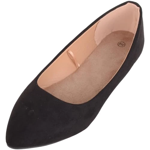 Womens Flat Wide Fit Slip On Ballet Style Pump Shoesp - Black - UK 6 / EU 39