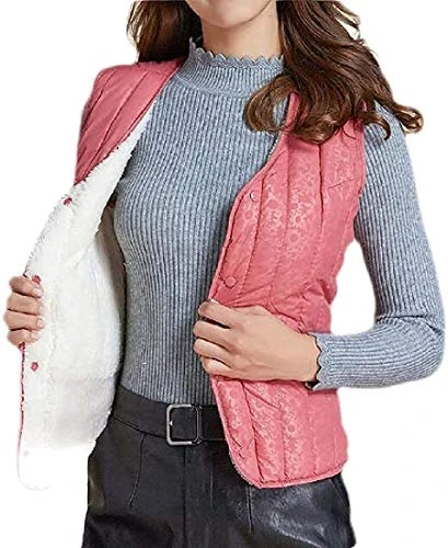 Womens Fleece Lined Vest Winter Sleeveless Quilted Jacket Waistcoats Lightweight Gilet Outwear (UK 4