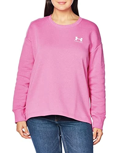 Womens Fleece Oversize Crew Performance T-Shirt Pink XS