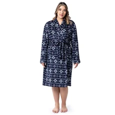 Women's Fleece Robe Bathrobes, Fairisle, 3X
