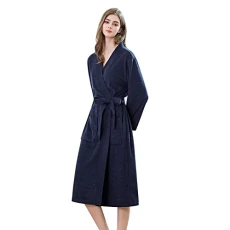 Women's Fleece Robe, Soft Shawl Collar Bathrobe, Long Coat, Dressing Gown, Nicki Ladies, navy, XL