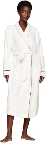 Women’s Fleece Robe with Pockets, White (Ivory), S