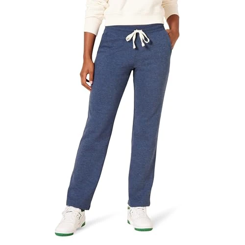 Women's Fleece Straight-Leg Jogging Bottoms (Available in Plus Size), Navy Heather, XS