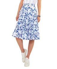 Women's Floaty Floral Midi Skater Skirt, Blue, 18