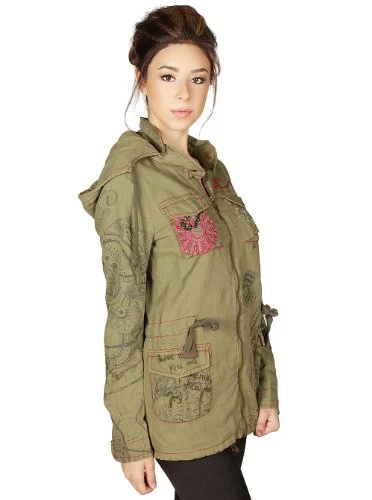 Women's Flor Parka Jacket, Verde Militar, Size 8 (Brand Size: 36)