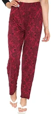 Women's Floral - Full Length Trouser Ladies Floral - Print Elasticated Waist Pants Paisley Wine - 26W / 28L Women's Floral - Full Length Trouser Ladies Floral - Print Elasticated Waist Pants Paisley Wine - 26W / 28L