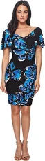 Womens Floral Print Ruched Party Dress Blue US 0 Womens Floral Print Ruched Party Dress Blue US 0