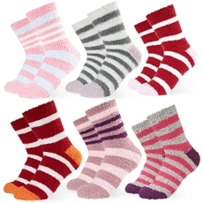 Womens Fluffy Calf Length Socks, Cosy Soft Loungewear Pack of 5 or 6 - Womens Gifts (Multi Random)