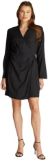 Women’s Fluid Short Wrap Dress, Black (Black), 16