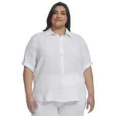 Women's Flutter Sleeve Asymmetrical Hem Faux Wrap Dress, White, 3X Women's Flutter Sleeve Asymmetrical Hem Faux Wrap Dress, White, 3X