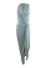 Women's Foil-Print Jersey Gown (2, Ashley Blue), Ashley Blue, 2 Women's Foil-Print Jersey Gown (2, Ashley Blue), Ashley Blue, 2