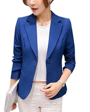 Women's Formal Slim-Fit 1 Button Blazer Jacket Sapphire Blue XL Women's Formal Slim-Fit 1 Button Blazer Jacket Sapphire Blue XL