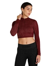 Womens FormKnit Cropped Quarter Zip Top Aubergine S