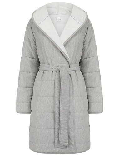 Women's Frankie Quilted Soft Fleece Tie Robe Dressing Gown with Hood