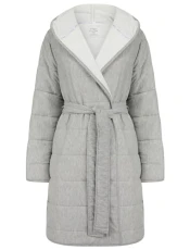 Women's Frankie Quilted Soft Fleece Tie Robe Dressing Gown with Hood