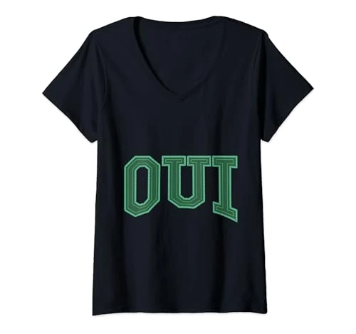 Womens French "Oui" V-Neck T-Shirt