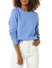 Women's French Terry Fleece Crewneck Sweatshirt (Available in Plus Size), Blue, L