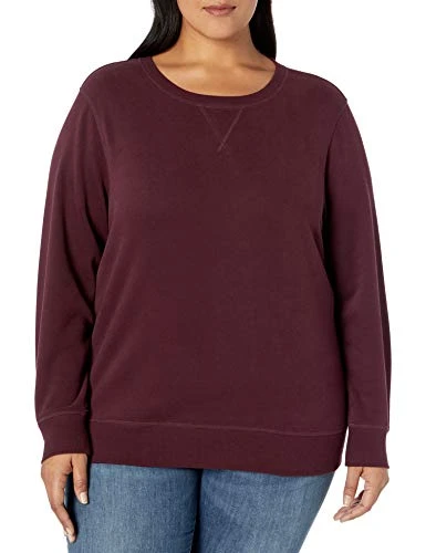 Women's French Terry Fleece Crewneck Sweatshirt (Available in Plus Size), Maroon, L