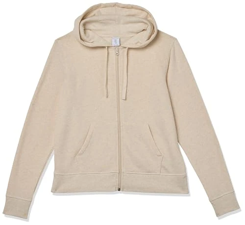 Women's French Terry Fleece Full-Zip Hoodie (Available in Plus Size), Oatmeal Heather, M