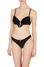 Women's Fringes Lycra Sculpture and Brazilian Bikini Set, Black, XS Women's Fringes Lycra Sculpture and Brazilian Bikini Set, Black, XS
