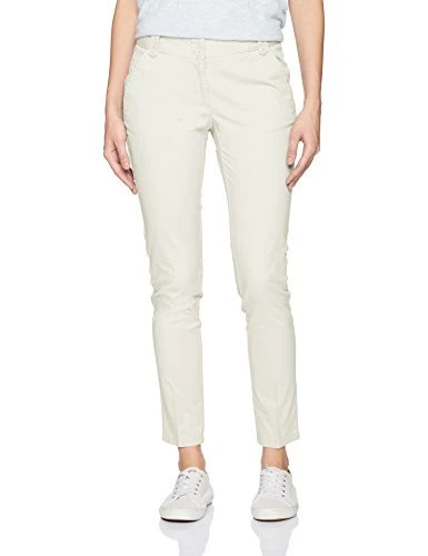 Women's Full Length Straight Leg Classic Stretch Twill Trouser Business Casual Pants, Marshmallow, 6