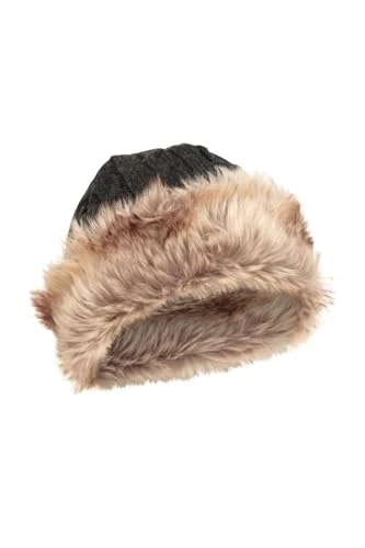 Womens Furry Hat - Faux Fur, Fleece Lined - For Winter Travel Charcoal