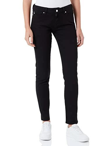 Women's Garment Dyed Skinny 5 Pocket Trousers Casual Pants, Black, 29