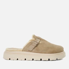 Womens Gene Faux Suede Clogs - Beige