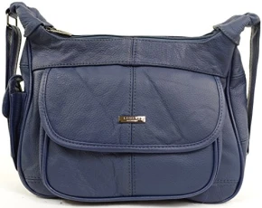 Womens Genuine Soft Leather Shoulder Hand Bag with Adjustable Strap- Navy Womens Genuine Soft Leather Shoulder Hand Bag with Adjustable Strap- Navy