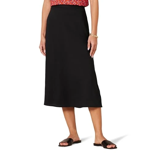 Women's Georgette Midi-Length Skirt, Black, 14-16