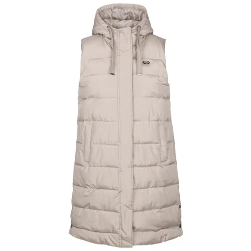 WoMens Gilet With Grown On Hood Long Length Padded Leona