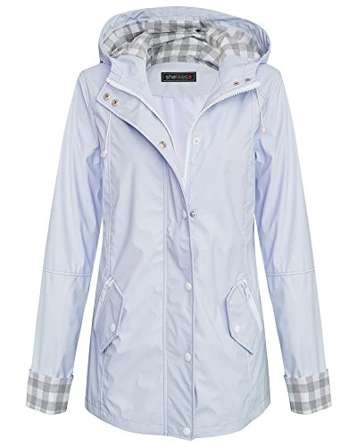 Womens Girls New Splash Fashionable Rain Mac Jacket_Blue_UK8