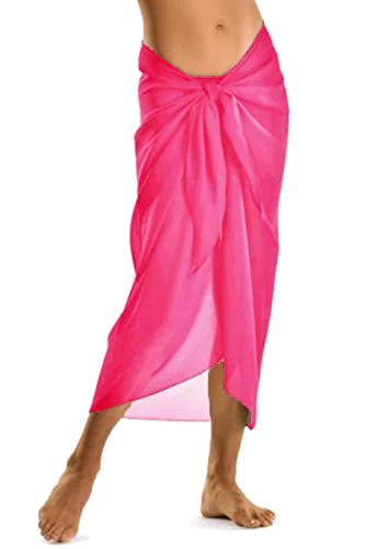 ®Womens Girls Sexy Stylish Beach Cover up Sarong Skirt Dress with Optional Beach Bag and flip Flops Cerise