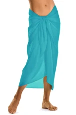 ®Womens Girls Sexy Stylish Beach Cover up Sarong Skirt Dress with Optional Beach Bag and flip Flops Turquoise