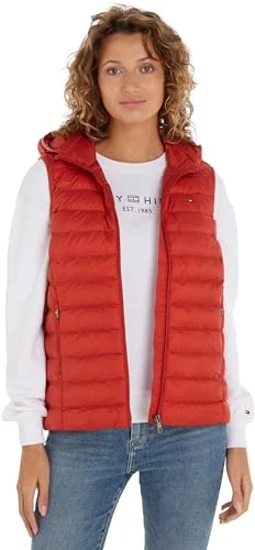 Women's Global Stripe Padded Gilet, Red (Terra Red), S