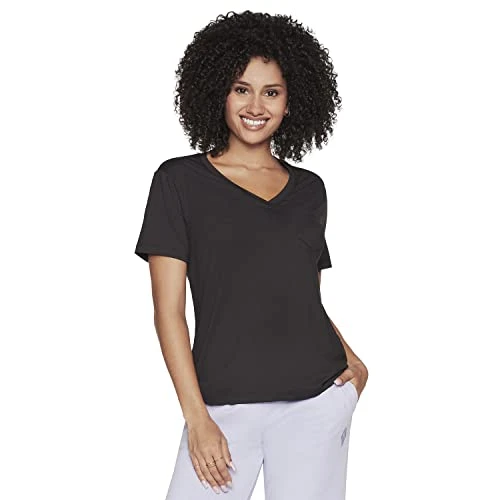 Women's Godri Serene V-neck Tee T Shirt, Bold Black, M UK