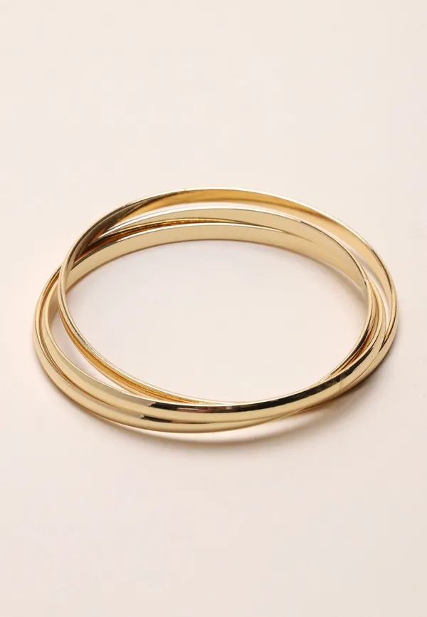 Womens Gold Intertwined Bangle