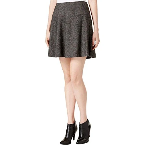 Womens Gray Plaid Above The Knee A-Line Skirt Size: M