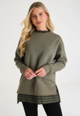 Womens Green 2 in 1 Shirt & Sweatshirt Womens Green 2 in 1 Shirt & Sweatshirt