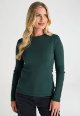 Womens Green Plain Crew Neck Top Womens Green Plain Crew Neck Top
