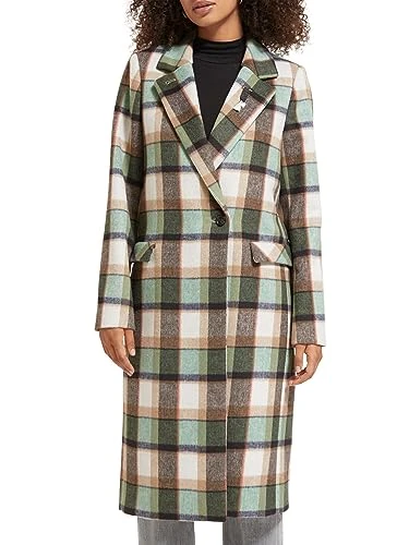 Women's Green Single Breasted Coat Wool, Frozen Mint Check 6887, L