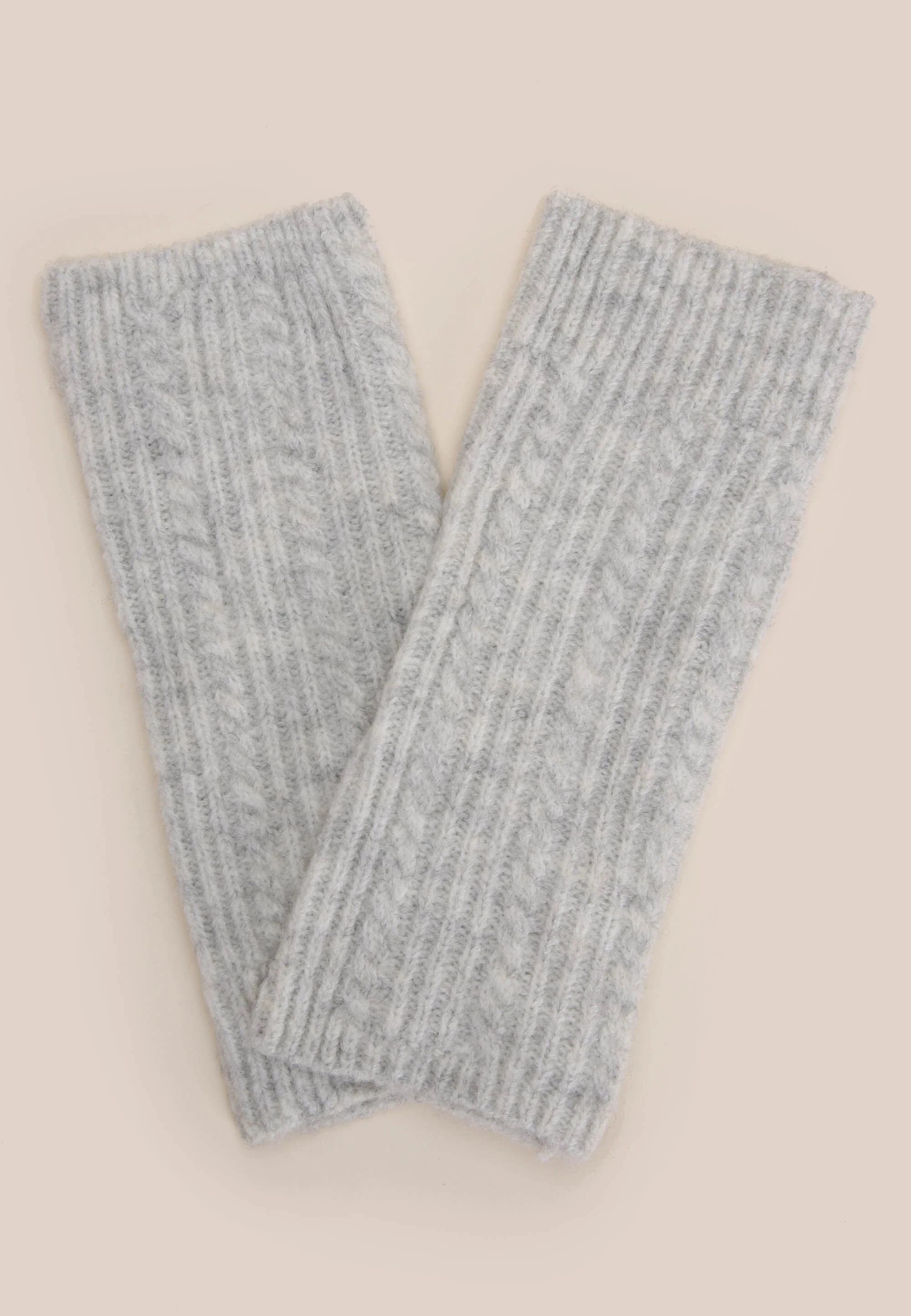 Womens Grey Cable Knit Handwarmers