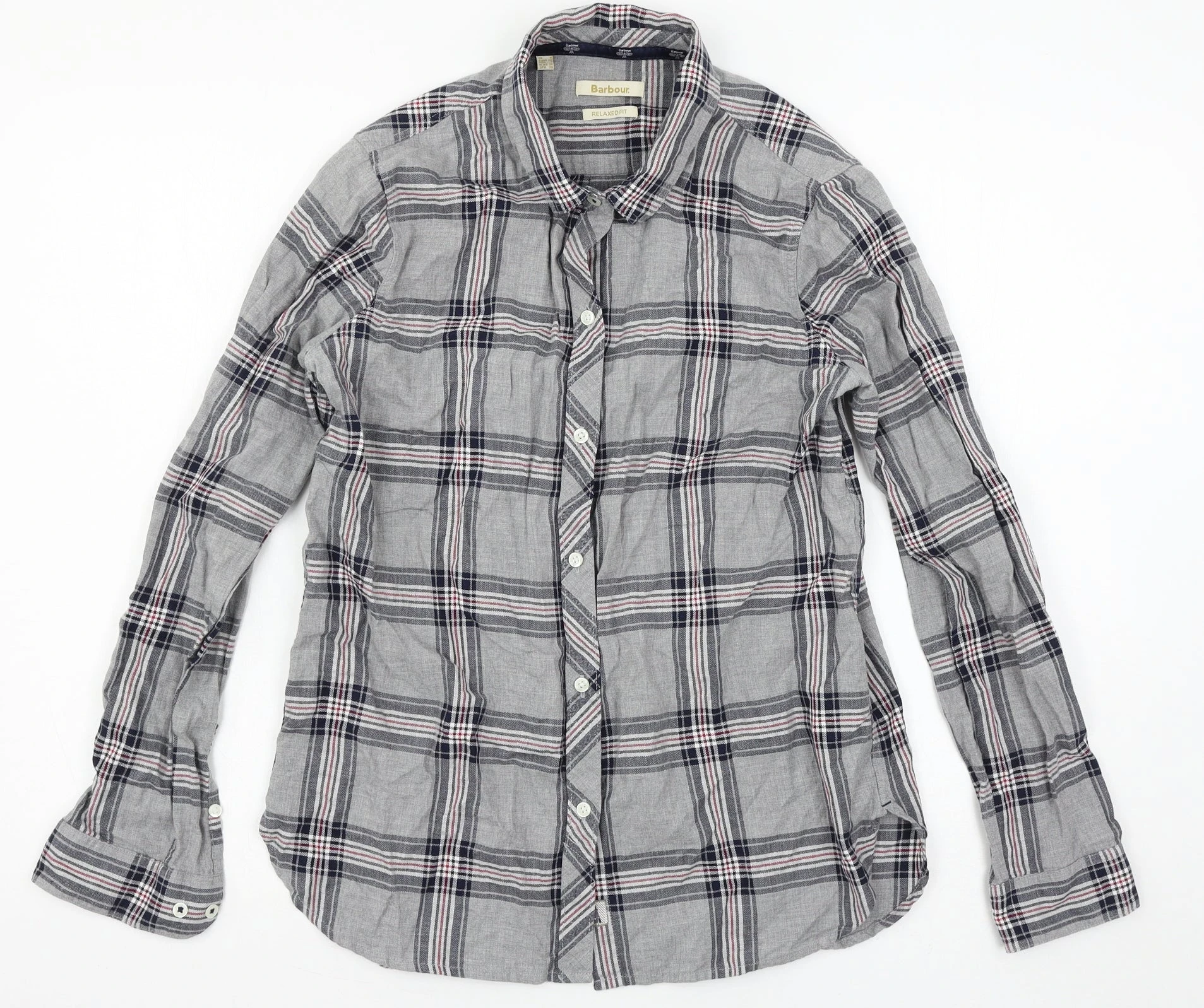 Womens Grey Plaid  Basic Button-Up Size 8