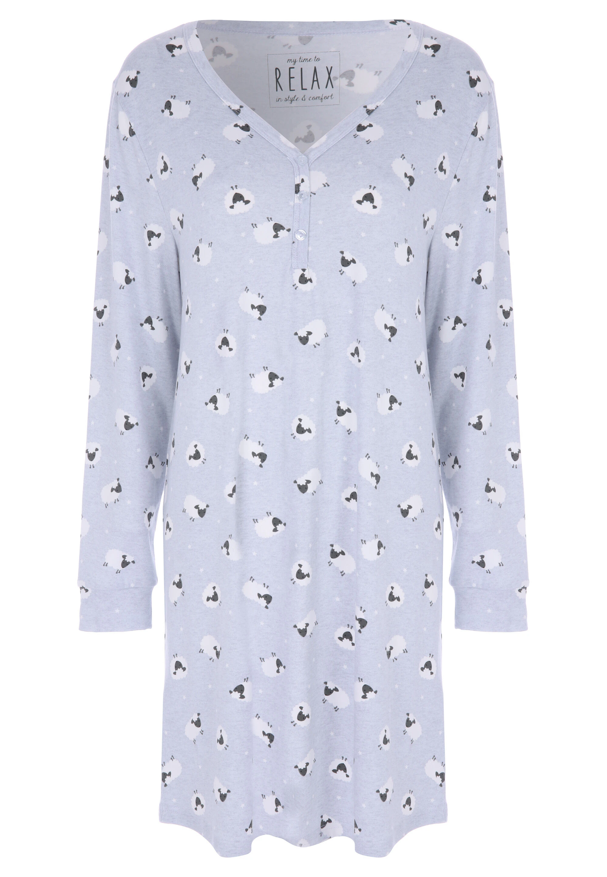 Womens Grey Sheep Soft Touch Nightdress