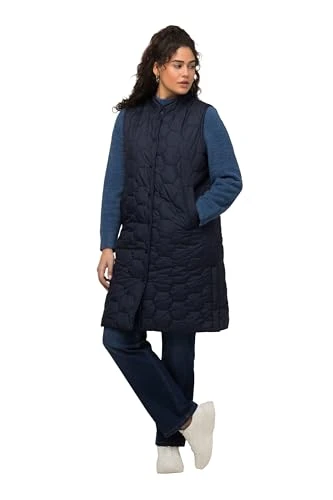 Women's Grs Hyprar Honeycomb Quilted Vest with Stand-Up Collar, Water-Repellent Waistcoats, Navy, 46