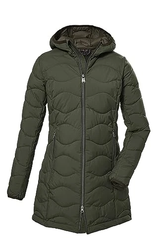 Women's Gw 20 Wmn Qltd Prk Quilted Hood/functional parka in down look, olive, 46 (EU)