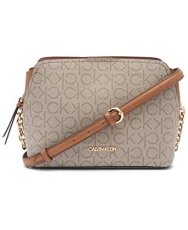 Women's Hailey Signature Triple Compartment Chain Crossbody, Textured Almond/Taupe/Caramel Linear, One Size Women's Hailey Signature Triple Compartment Chain Crossbody, Textured Almond/Taupe/Caramel Linear, One Size