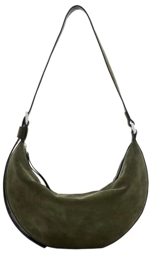 Women's Half Moon Shoulder Bag, Olive Green, M