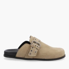 Womens Halia Suede Mules - Beige